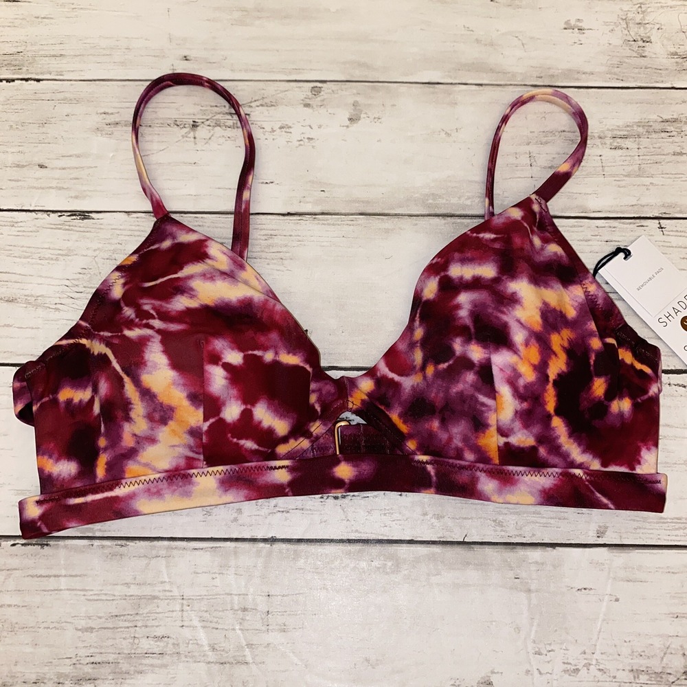 Shade & Shore Bikini Top Womens 34B Purple Tie Dye Orange Padded Target NEW 34B